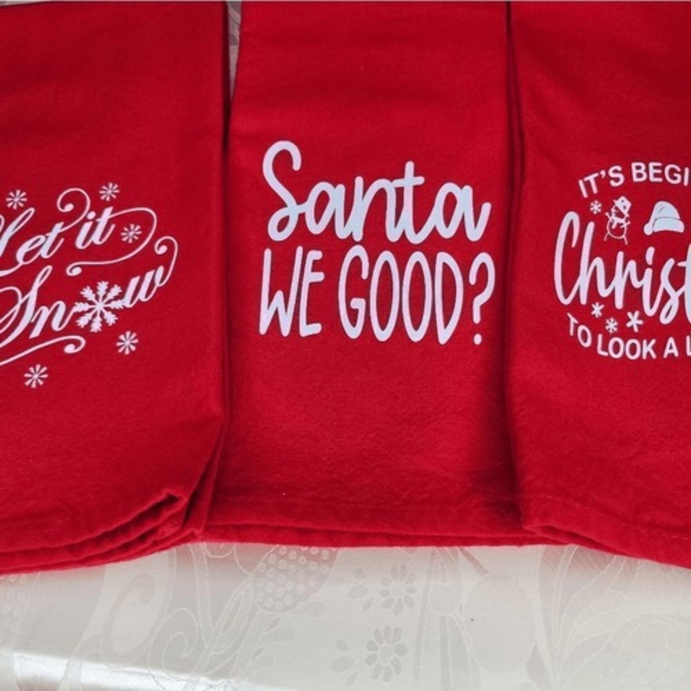 100% Cotton Red Christmas‎ Dish Towels